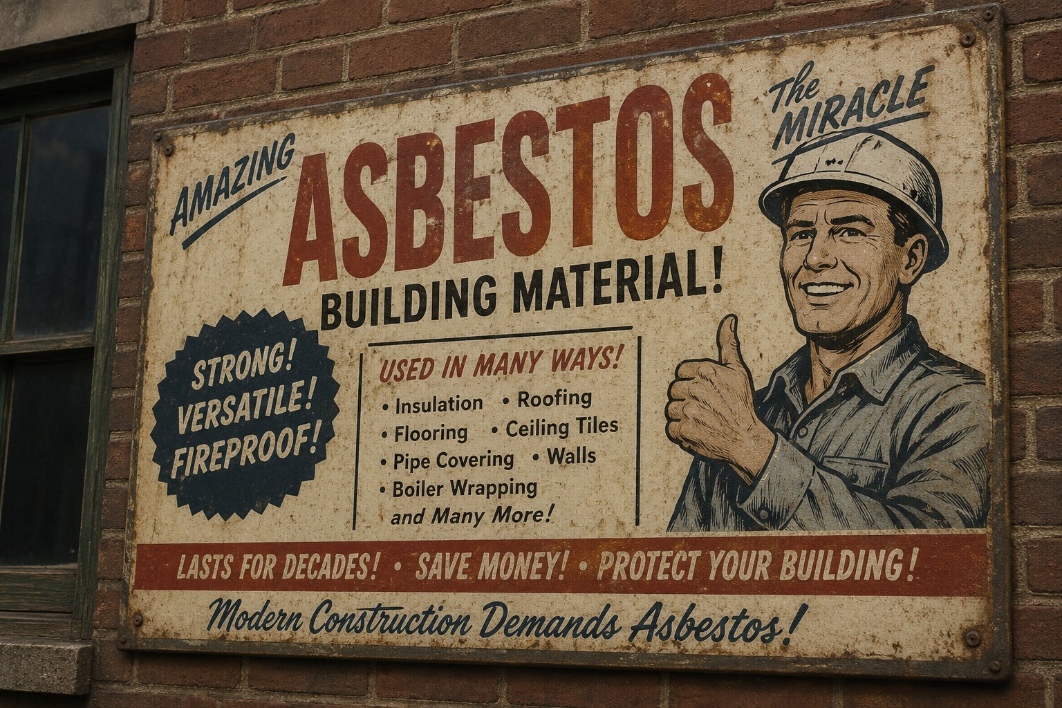 Asbetos advertisment promoting asbestos as a safe material Asbetos advertisment promoting asbestos as a safe material